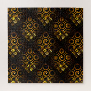 Gouden moderne boho elegante abstracte kunstpatroo legpuzzel