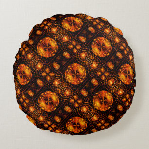 Gouden Moderne Boho Elegante Abstracte Kunstpatroo Rond Kussen