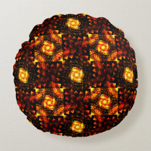 Gouden Moderne Boho Elegante Abstracte Kunstpatroo Rond Kussen