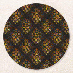 Gouden moderne boho elegante abstracte kunstpatroo ronde kartonnen onderzetter