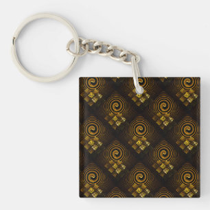 Gouden moderne boho elegante abstracte kunstpatroo sleutelhanger