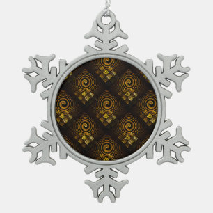 Gouden Moderne Boho Elegante Abstracte Kunstpatroo Tin Sneeuwvlok Ornament