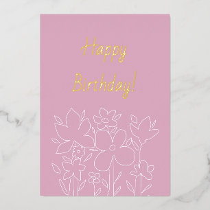 Gouden moderne cute wilde bloemen folie uitnodigin uitnodiging