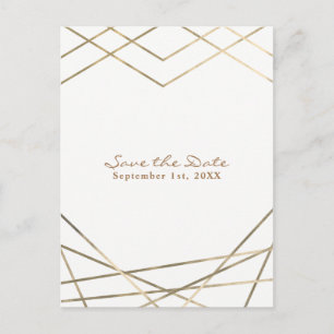 Gouden moderne geometrische lijnen chic 'Save the Aankondigingskaart