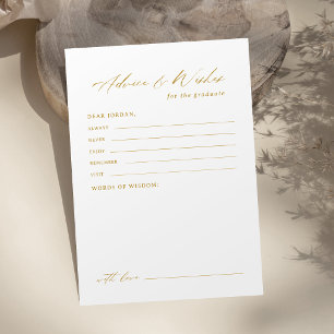 Gouden moderne kalligrafie afstudeeradvies & wense advieskaart