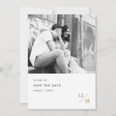 Gouden moderne minimalistische foto bruiloft Bewaa Kaart (Voorkant)