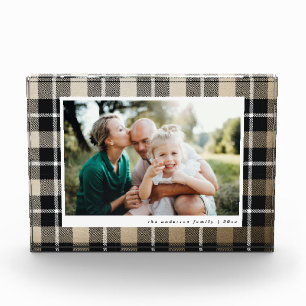 Gouden moderne rustieke tartan check familie foto