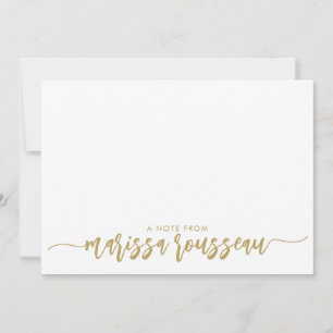 Gouden moderne script naam gepersonaliseerde notit notitiekaartje