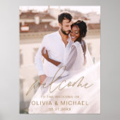 Gouden moderne scriptie foto trouw welkom elegant poster (Voorkant)