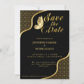 Gouden Moment: Save the Date Zwart en Goud Thema Kaart (Voorkant)