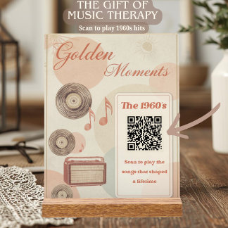 Gouden Momenten 60s Muziektherapie QR Cadeau Acryl Bord