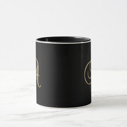Gouden monogram A Zwart-zwart, Mok (Midden)