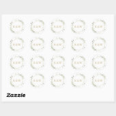 Gouden Monogram Aquarel Groene Bruiloft Ronde Sticker (Vel)