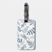 Gouden Monogram Azure Blauwe Botanische Bladeren B Bagagelabel (Achterkant verticaal)