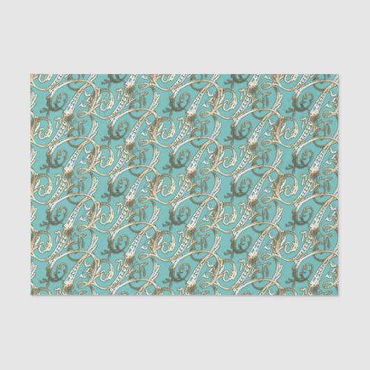   Gouden Monogram B-Weefseldocument Tissuepapier (Voorkant)