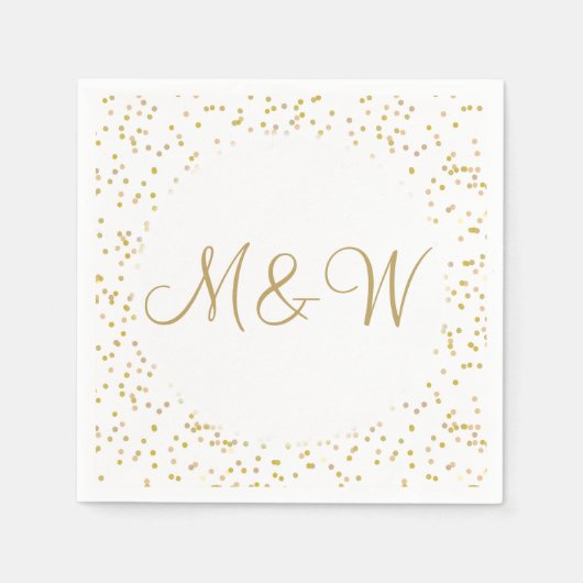 Gouden Monogram Beginletters Script Goudstof Servet (Voorkant)
