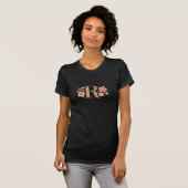 Gouden Monogram Bloembrief R Initiaal T-shirt (Voorkant volledig)
