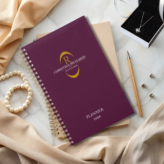 Gouden Monogram Bourgogne Moderne Elegante Zaken Planner
