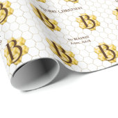 Gouden Monogram Classic Mozaïek Hexagon Tegel Cadeaupapier (Rol Hoek)