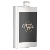 Gouden Monogram Elegant Modern Script Zwart Flacon (Rechts)