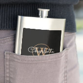Gouden Monogram Elegant Modern Script Zwart Flacon (Voorbeeld)
