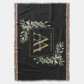 Gouden Monogram Elegante Groene Tinten Zwart Deken (Voorkant Verticaal)