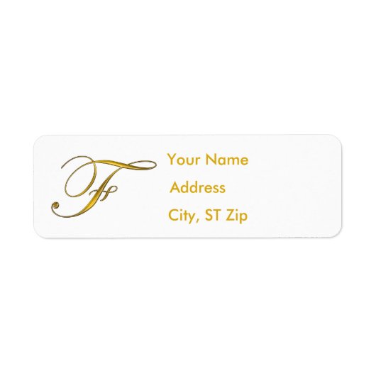 Gouden Monogram F Adreslabels Etiket (Voorkant)