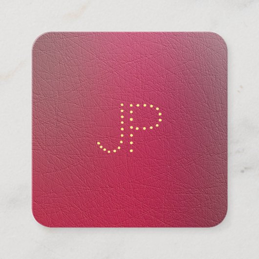 Gouden Monogram Gestructureerde Look Sjabloon Vierkante Visitekaartje (Voorkant)