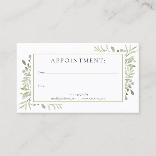 Gouden Monogram groen Afspraakkaart Visitekaartje (Voorkant)