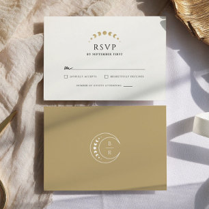 Gouden Monogram Hemelbruiloft RSVP Kaartje