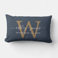 Gouden Monogram Huwelijksdatum Donkerblauw