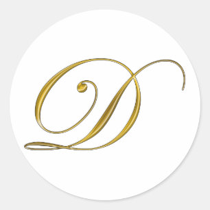 Gouden Monogram Initiaal D Sticker