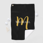 Gouden Monogram Initiaal Elegante Moderne Sjabloon Golfhanddoek (Insitu)