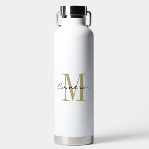Gouden Monogram Initiaal en Naam Gepersonaliseerde Waterfles