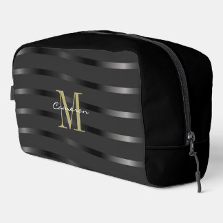 Gouden Monogram Initiaal en Naam Op Zwarte Gift Toilettasje