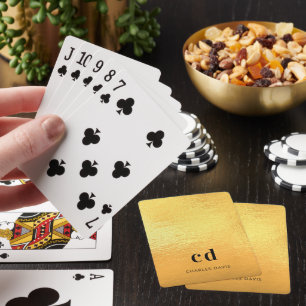 Gouden monogram initiaal naam pokerkaarten