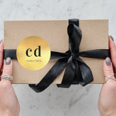 Gouden monogram initialen minimalistisch modern ronde sticker