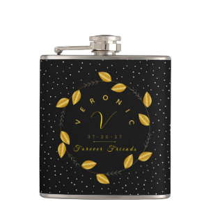 Gouden Monogram Krans - Forever Friends Heupfles