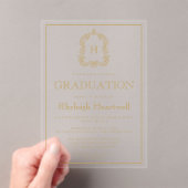 Gouden Monogram Kreeft Afstudeerfeest Acryl Uitnodigingen (Insitu (Draagbaar))