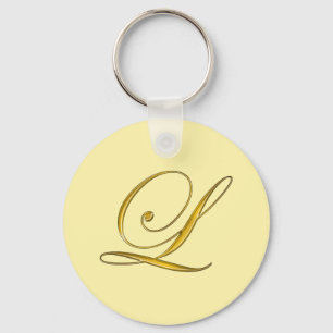 Gouden Monogram L Aangepast Sleutelhanger