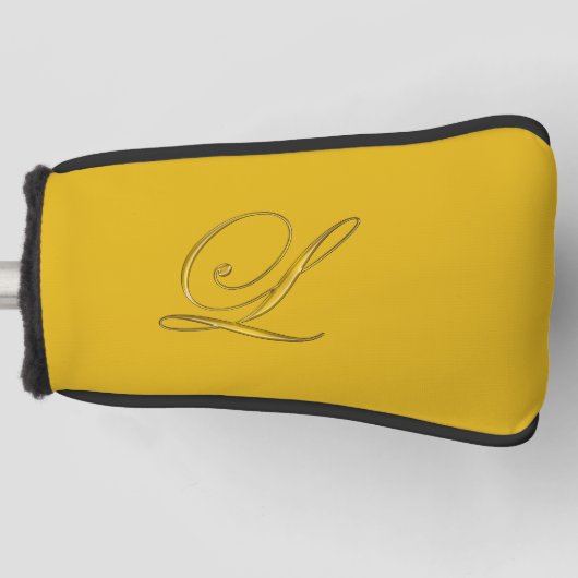 Gouden Monogram L Initiaal Golfheadcover (Voorkant)