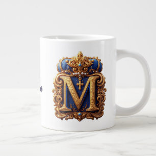 👑 Gouden Monogram Letter M Persoonlijk Extra Grote Beker