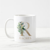 Gouden Monogram Letter R Floral Koffiemok (Links)