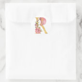 Gouden MONOGRAM letter R met bloem Ronde Sticker (Tas)