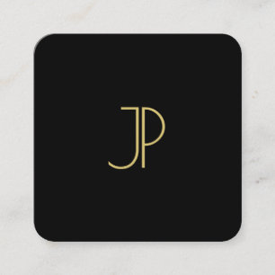 Gouden Monogram Luxe Moderne Elegante Sjabloon Vierkante Visitekaartje