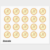 Gouden Monogram M Damask Bruiloft Sticker (Vel)