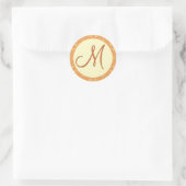 Gouden Monogram M Damask Bruiloft Sticker (Tas)