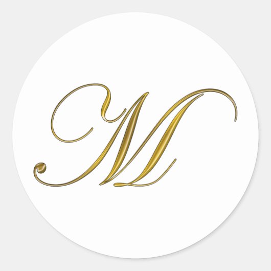 Gouden Monogram M Envelop Seal Sticker Label (Voorkant)