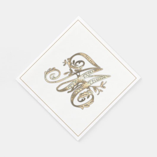   gouden monogram M Servet (Hoek)