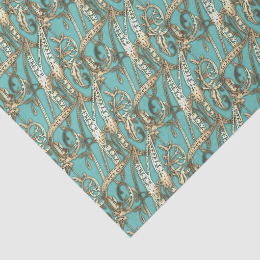 Gouden Monogram M-Weefseldocument Tissuepapier (Detail)